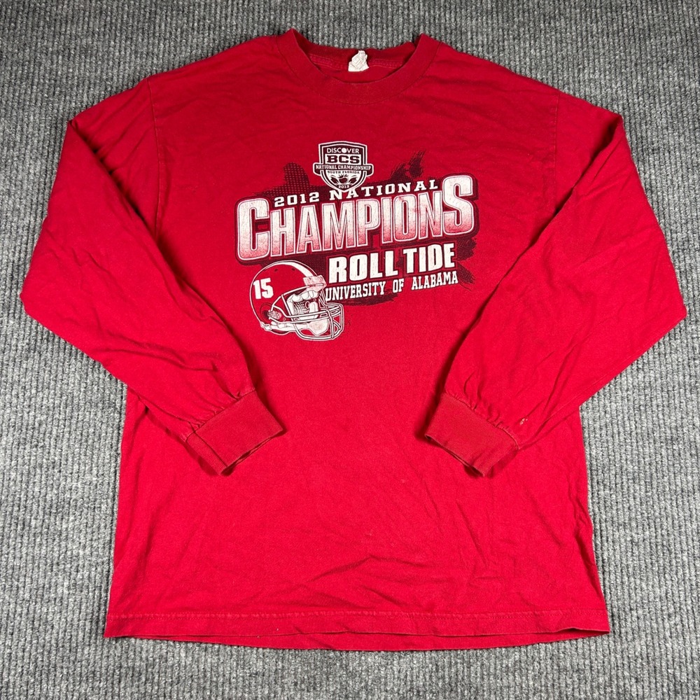 Alabama Shirt Mens L Crimson Tide 2012 National Champions Roll Tide Long Sleeve